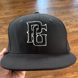 Black Kids Flat Brim Hat with White Embroidered Logo